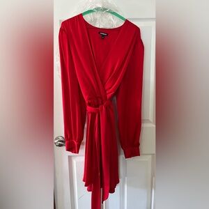 Express Vibrant Red Wrap Longsleeve Dress XL